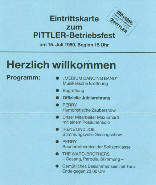 Datei:1989 Pittler Eintrittskarte Betriebsfest.png