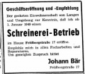 1949 Anzeige Feldbergstr 17 Schreinerei Bär.jpg