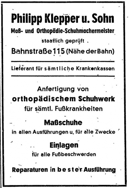 Datei:1948 Anzeige Klepper Schuhe Bahnstr 115.jpg